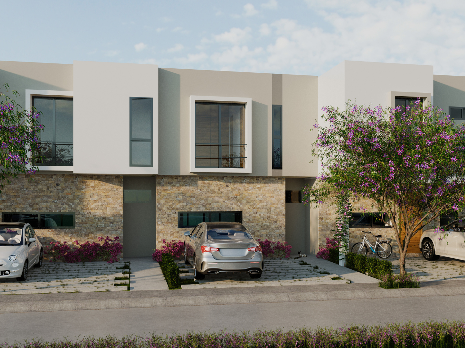 Fachada del modelo Cacau, del proyecto Arvore, casas en venta en Puerto Vallarta