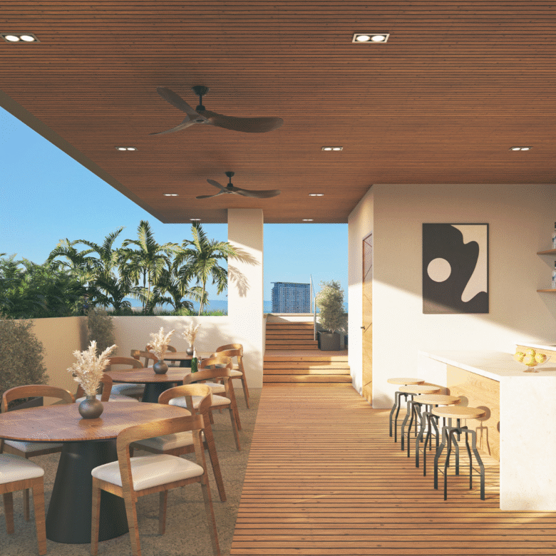 Terraza de DUE, departamentos en Puerto Vallarta en venta con vista al mar