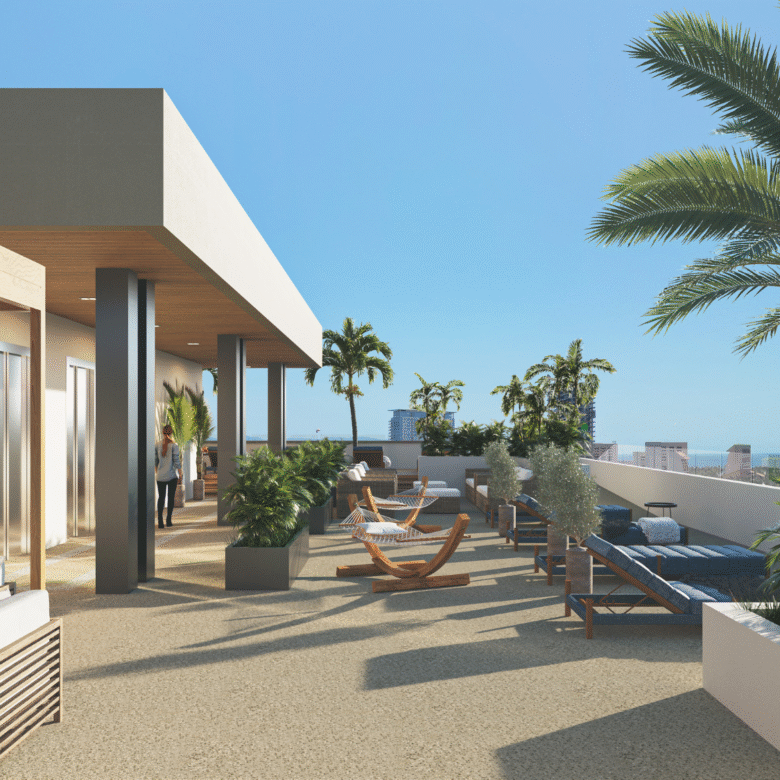 Terraza de DUE, departamentos en Puerto Vallarta en venta con vista al mar