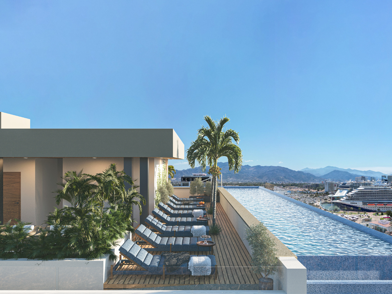 Terraza de DUE, departamentos en Puerto Vallarta en venta con vista al mar