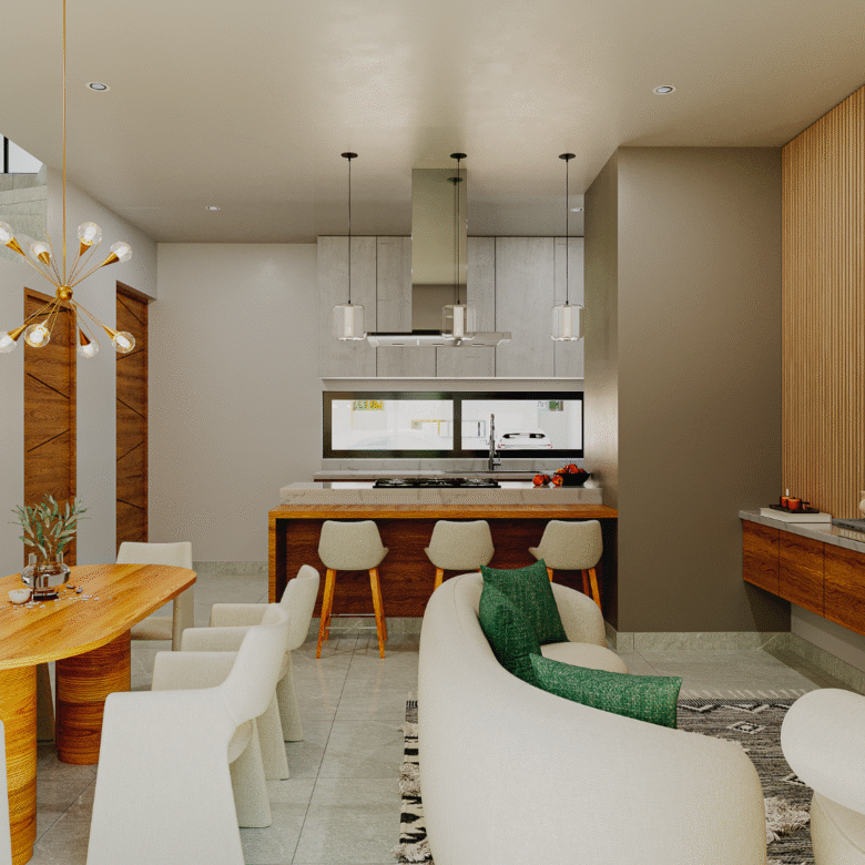 Sala, comedor, cocina de Teca - Arvore, casas en preventa en Puerto Vallarta