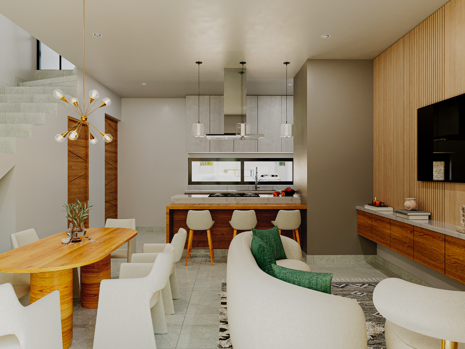 Sala, comedor, cocina de Teca - Arvore, casas en preventa en Puerto Vallarta