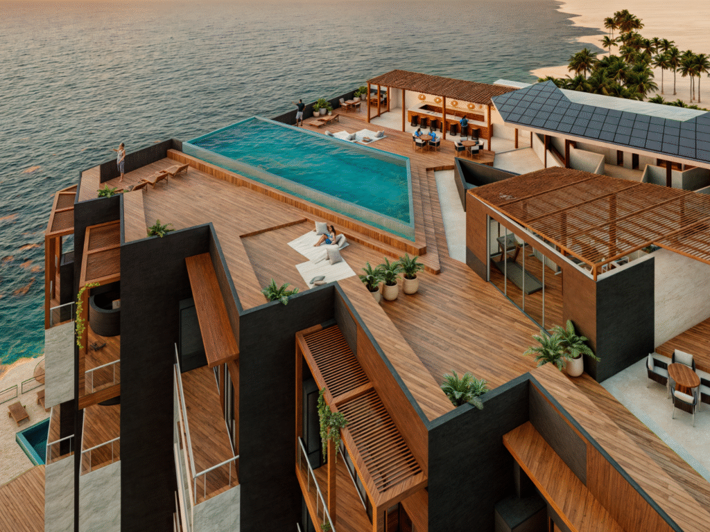 Rooftop de Nukma Beachfront Life, un proyecto en preventa con departamentos en venta en La Peñita de Jaltemba.