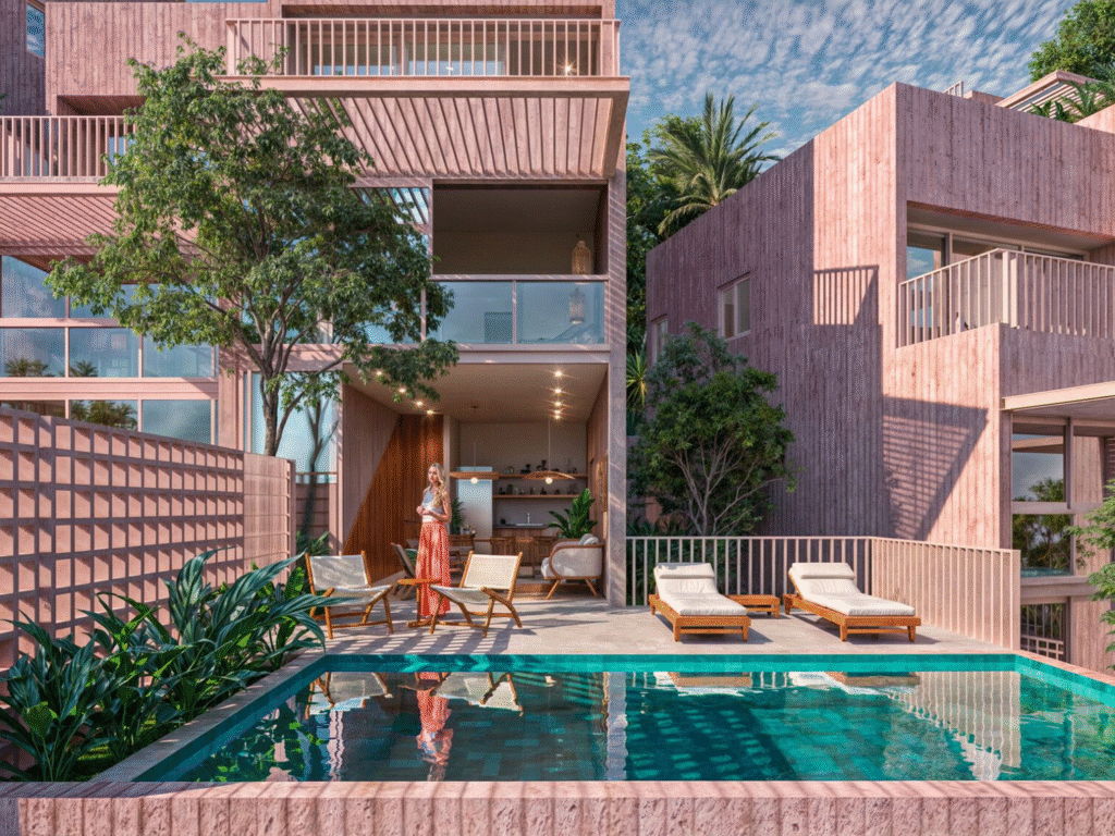 Alberca y terraza de casa en venta en Sayulita.