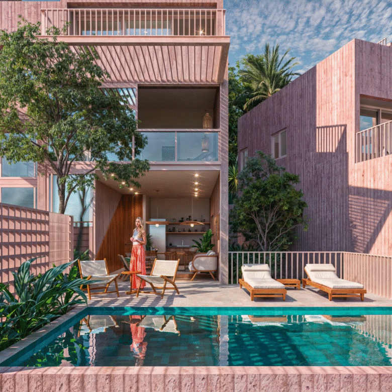 Alberca y terraza de casa en venta en Sayulita.