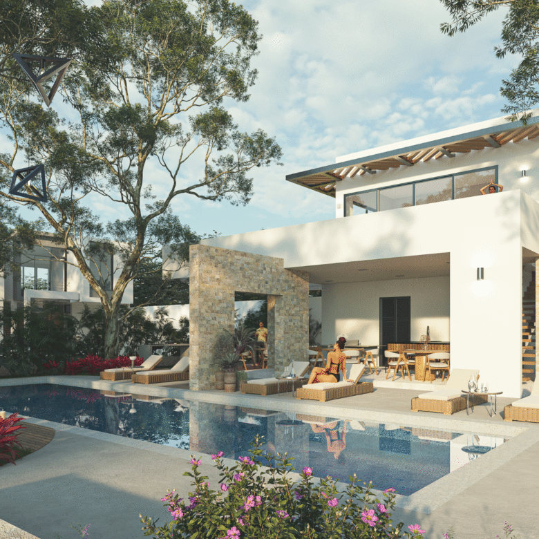 Alberca y amenidad de Arvore, casas en preventa en Puerto Vallarta