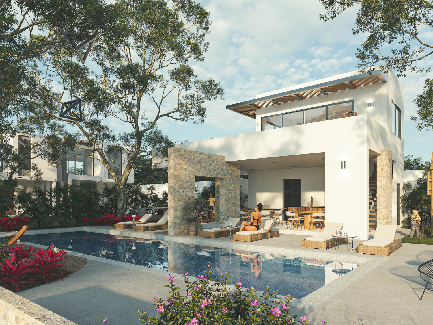 Alberca y amenidad de Arvore, casas en preventa en Puerto Vallarta