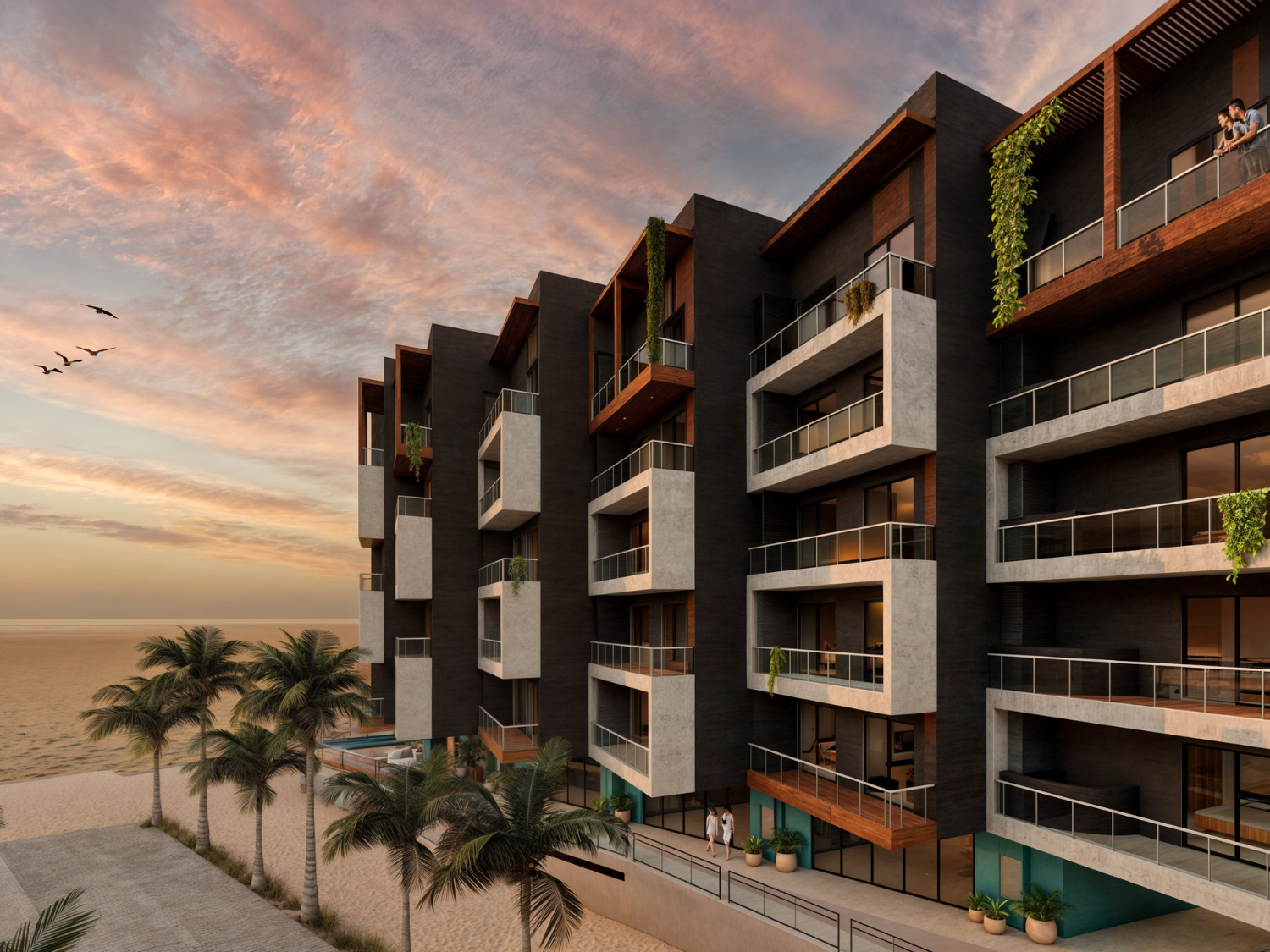 Fachada de Nukma Beachfront Life, un proyecto en preventa con departamentos en venta en La Peñita de Jaltemba.