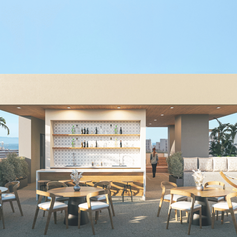Terraza de DUE, departamentos en Puerto Vallarta en venta con vista al mar