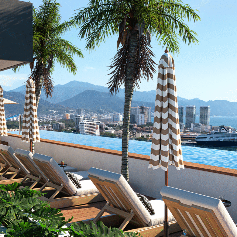 Rooftop de DUE, departamentos en Puerto Vallarta en venta con vista al mar