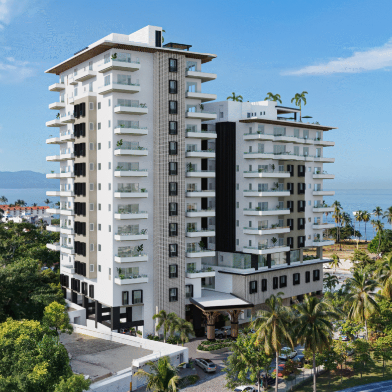 Fachadas V'Boulevard, departamentos de lujo en venta Puerto Vallarta con vista al mar