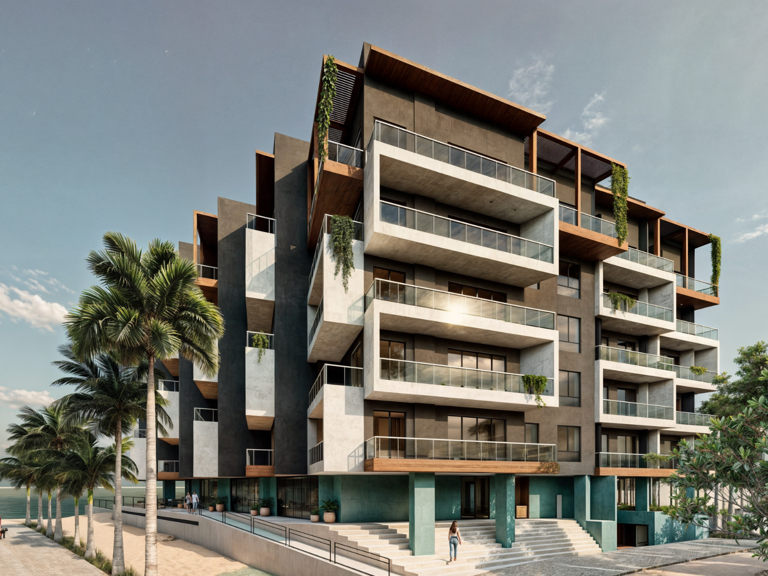 Fachada de Nukma Beachfront Life, un proyecto en preventa con departamentos en venta en La Peñita de Jaltemba.