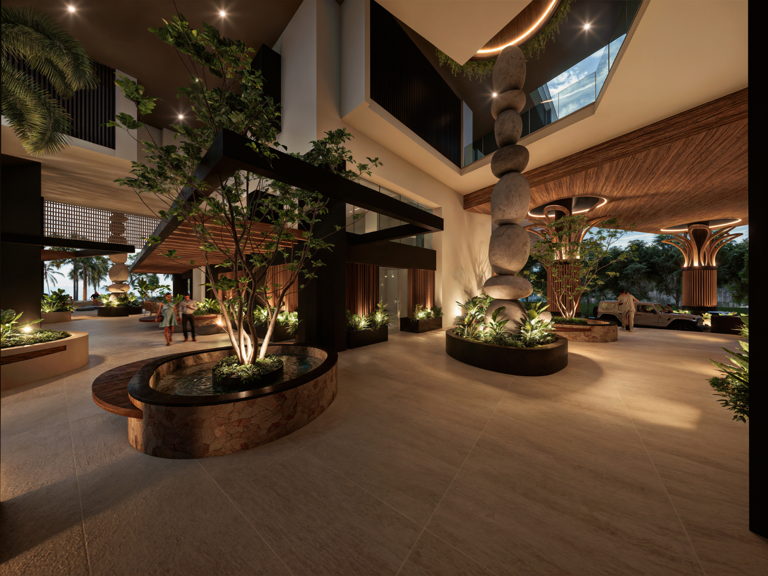Lobby de V'Boulevard, departamentos de lujo en venta Puerto Vallarta con vista al mar