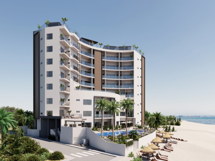 Fachada del proyecto de Bahiban Bucerias beachfront, en la zona dorada de Bucerías