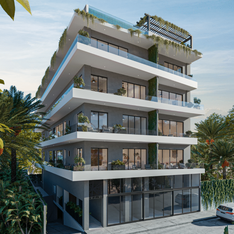 Fachada de Xano, Bucerías, proyecto en preventa de departamentos en Bucerías a unas cuadras de la playa